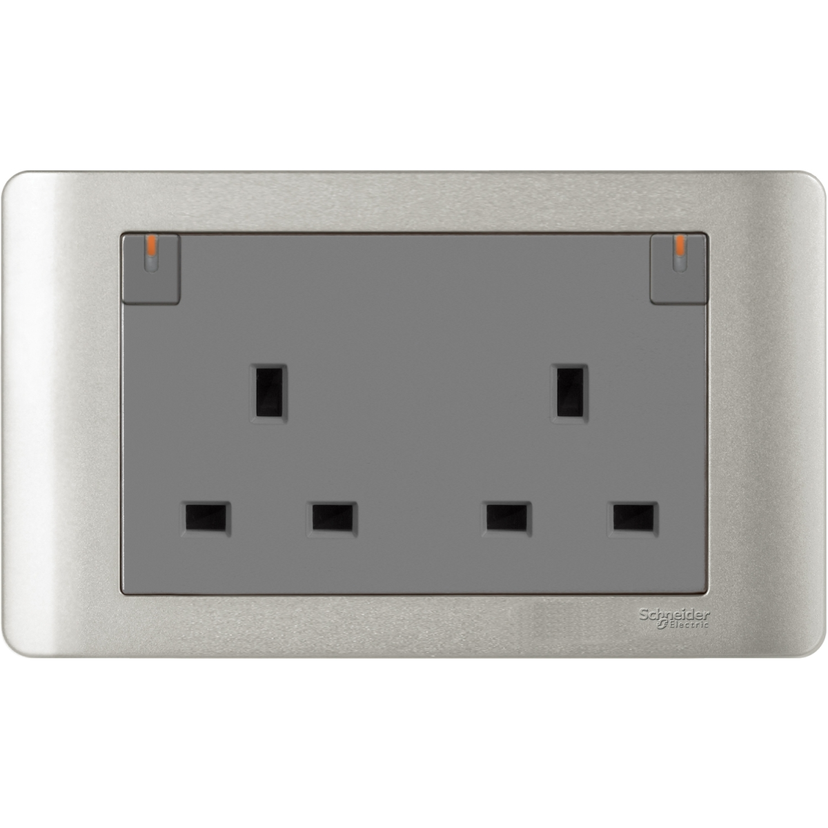 Schneider Electric 施耐德電氣 E84T25 SA Zencelo 13A 兩位連保護門有掣插座連開關指示 (銀灰)